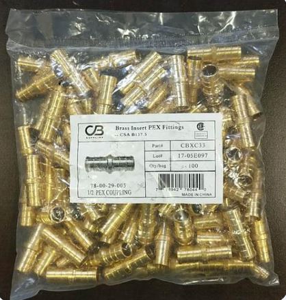 PEX-A Coupling – 1/2" Brass | 10pcs/Bag (Model: 61902C) image 1
