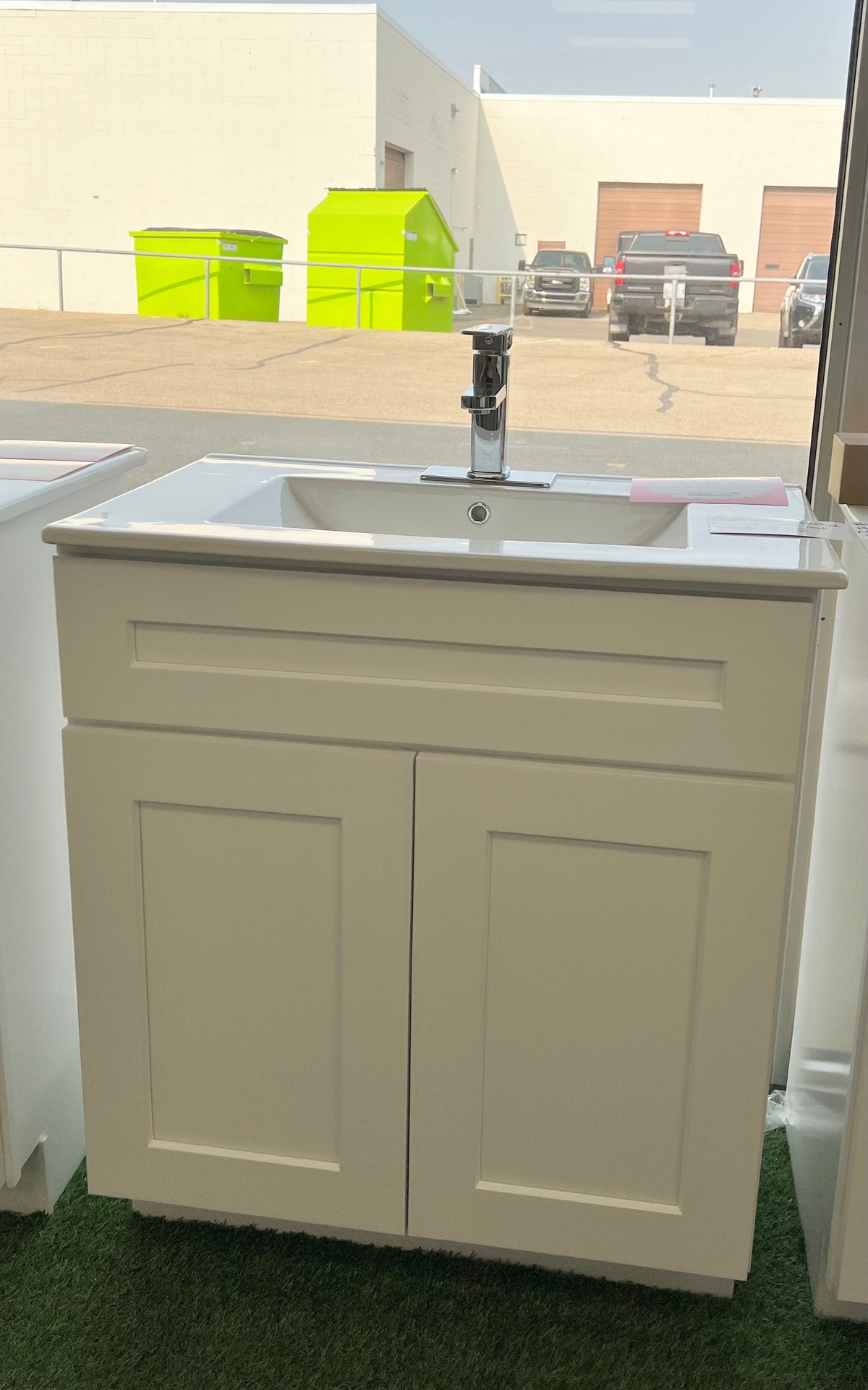 Vanity Combo 30" – White, Solid Wood Door, Drawer, Ceramic Countertop image 0