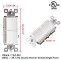 Double Rocker switch single pole 15a 120v image 0
