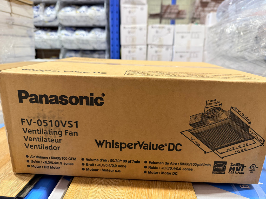 PANASONIC WhisperValue DC Bathroom Ventilation Fan - 50/80/100 CFM | FV-0510VS1