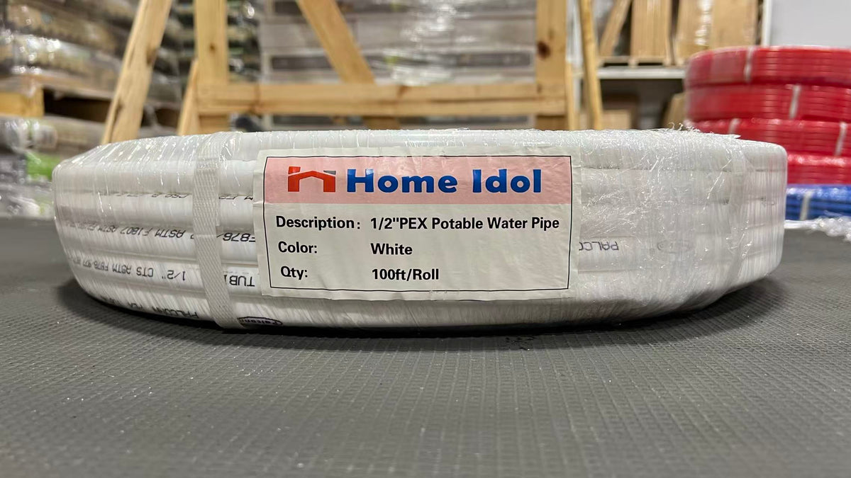 White 1/2" Pex Potable Water Tubing Pipe 100 LF/Roll NSF CSA UPC